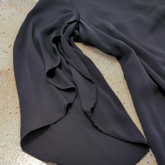 Milly | Silk Stretchy Black Mini Dress with Butterfly Sleeves Size 14 - Picture 5 of 11